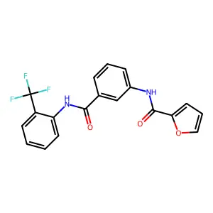 N-[3-[[2-(trifluoromethyl)phenyl]carbamoyl]phenyl]furan-2-carboxamide structure