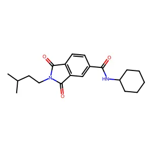 N-cyclohexyl-2-(3-methylbutyl)-1,3-dioxoisoindole-5-carboxamide structure