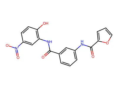 N-[3-[(2-hydroxy-5-nitrophenyl)carbamoyl]phenyl]furan-2-carboxamide structure