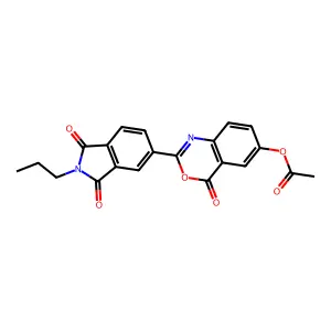 2-(1,3-dioxo-2-propyl-2,3-dihydro-1H-isoindol-5-yl)-4-oxo-4H-3,1-benzoxazin-6-yl acetate structure