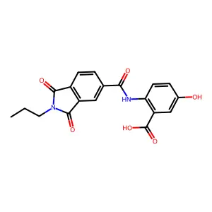 2-(1,3-dioxo-2-propylisoindoline-5-carboxamido)-5-hydroxybenzoic acid structure