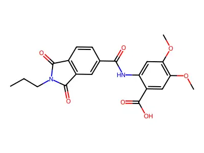 2-(1,3-dioxo-2-propylisoindoline-5-carboxamido)-4,5-dimethoxybenzoic acid structure