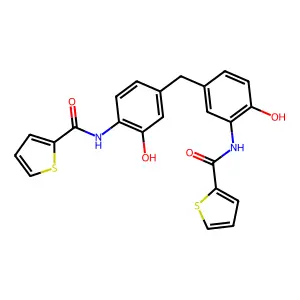 N-[2-hydroxy-4-[[4-hydroxy-3-(thiophene-2-carbonylamino)phenyl]methyl]phenyl]thiophene-2-carboxamide structure