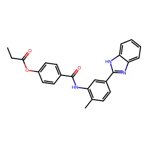 4-{[5-(1H-benzimidazol-2-yl)-2-methylphenyl]carbamoyl}phenyl propanoate structure