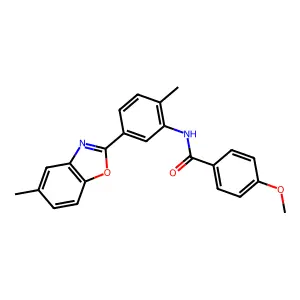 4-methoxy-N-[2-methyl-5-(5-methyl-1,3-benzoxazol-2-yl)phenyl]benzamide structure