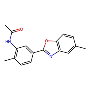 N-[2-methyl-5-(5-methyl-1,3-benzoxazol-2-yl)phenyl]acetamide structure