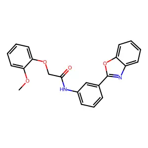 N-[3-(1,3-benzoxazol-2-yl)phenyl]-2-(2-methoxyphenoxy)acetamide structure