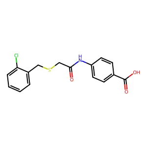 4-({[(2-Chlorobenzyl)sulfanyl]acetyl}amino)benzoic acid structure
