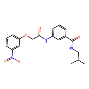N-(2-methylpropyl)-3-[[2-(3-nitrophenoxy)acetyl]amino]benzamide structure