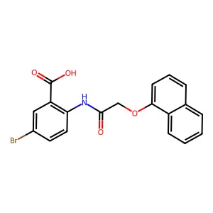 5-Bromo-2-{[(naphthalen-1-yloxy)acetyl]amino}benzoic acid structure