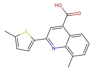 8-Methyl-2-(5-methylthiophen-2-yl)quinoline-4-carboxylic acid structure