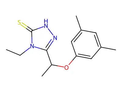 5-[1-(3,5-dimethylphenoxy)ethyl]-4-ethyl-4H-1,2,4-triazole-3-thiol structure