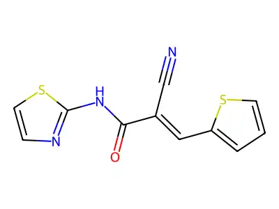 (2E)-2-cyano-N-1,3-thiazol-2-yl-3-(2-thienyl)acrylamide structure