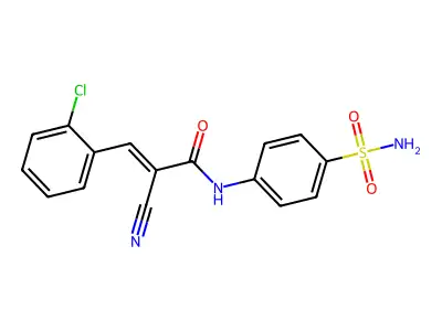 (2E)-3-(2-chlorophenyl)-2-cyano-N-(4-sulfamoylphenyl)prop-2-enamide structure