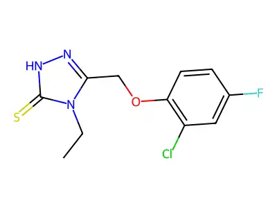 5-[(2-chloro-4-fluorophenoxy)methyl]-4-ethyl-4H-1,2,4-triazole-3-thiol structure