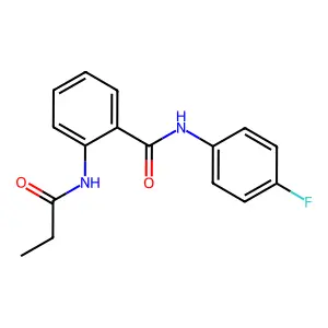 N-(4-fluorophenyl)-2-(propanoylamino)benzamide structure