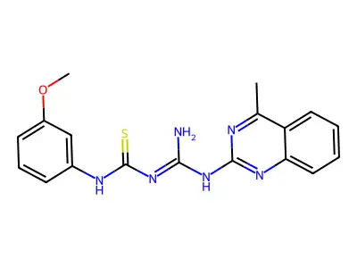 1-(3-methoxyphenyl)-3-[N-(4-methylquinazolin-2-yl)carbamimidoyl]thiourea structure