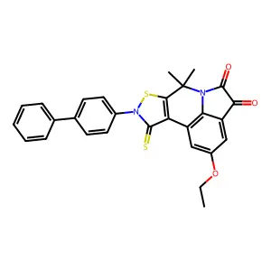 9-(biphenyl-4-yl)-2-ethoxy-7,7-dimethyl-10-thioxo-9,10-dihydro-7H-pyrrolo[3,2,1-ij][1,2]thiazolo[5,4-c]quinoline-4,5-dione structure