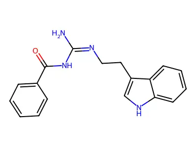 N-[N'-[2-(1H-indol-3-yl)ethyl]carbamimidoyl]benzamide structure