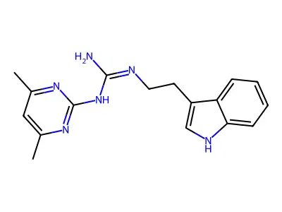 1-(4,6-dimethylpyrimidin-2-yl)-2-[2-(1H-indol-3-yl)ethyl]guanidine structure