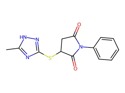 3-[(5-methyl-4H-1,2,4-triazol-3-yl)sulfanyl]-1-phenylpyrrolidine-2,5-dione structure