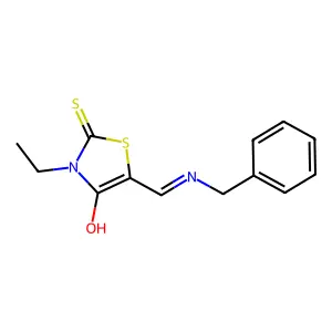 (5E)-5-[(benzylamino)methylidene]-3-ethyl-2-thioxo-1,3-thiazolidin-4-one structure
