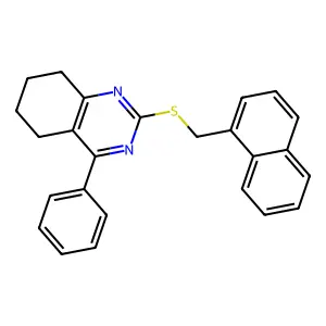2-[(Naphthalen-1-ylmethyl)sulfanyl]-4-phenyl-5,6,7,8-tetrahydroquinazoline structure