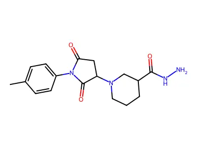 1-[1-(4-Methylphenyl)-2,5-dioxopyrrolidin-3-yl]piperidine-3-carbohydrazide structure