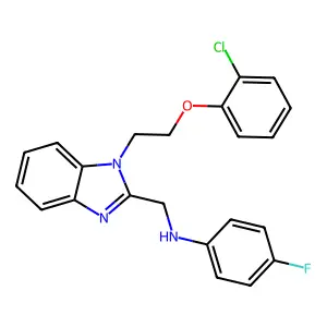 N-[[1-[2-(2-chlorophenoxy)ethyl]benzimidazol-2-yl]methyl]-4-fluoroaniline structure