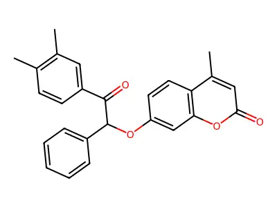 7-[2-(3,4-dimethylphenyl)-2-oxo-1-phenylethoxy]-4-methyl-2H-chromen-2-one structure