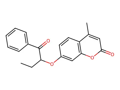 7-(1-benzoylpropoxy)-4-methyl-2H-chromen-2-one structure