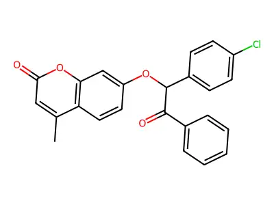 7-[1-(4-Chlorophenyl)-2-oxo-2-phenylethoxy]-4-methylchromen-2-one structure