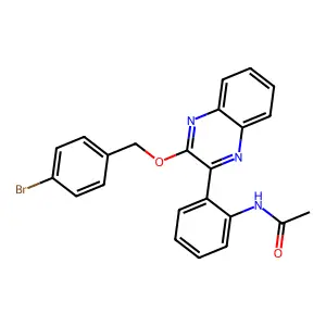 N-[2-[3-[(4-bromophenyl)methoxy]quinoxalin-2-yl]phenyl]acetamide structure