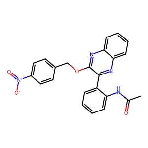 N-[2-[3-[(4-nitrophenyl)methoxy]quinoxalin-2-yl]phenyl]acetamide structure