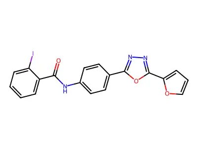 N-[4-[5-(furan-2-yl)-1,3,4-oxadiazol-2-yl]phenyl]-2-iodobenzamide structure