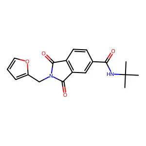 N-tert-butyl-2-(furan-2-ylmethyl)-1,3-dioxoisoindole-5-carboxamide structure