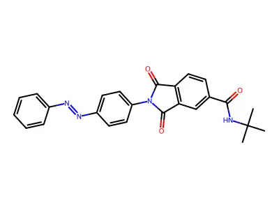 N-tert-butyl-1,3-dioxo-2-(4-phenyldiazenylphenyl)isoindole-5-carboxamide structure