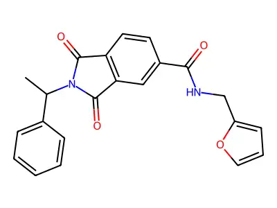 N-(2-furylmethyl)-1,3-dioxo-2-(1-phenylethyl)-5-isoindolinecarboxamide structure