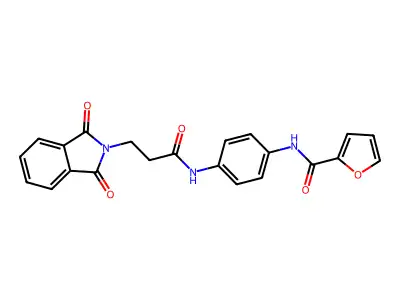 N-[4-[3-(1,3-dioxoisoindol-2-yl)propanoylamino]phenyl]furan-2-carboxamide structure