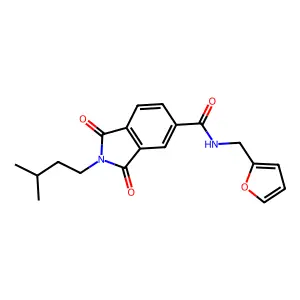 N-(2-furylmethyl)-2-isopentyl-1,3-dioxo-5-isoindolinecarboxamide structure