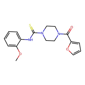 4-(furan-2-carbonyl)-N-(2-methoxyphenyl)piperazine-1-carbothioamide structure