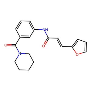 (E)-3-(furan-2-yl)-N-[3-(piperidine-1-carbonyl)phenyl]prop-2-enamide structure
