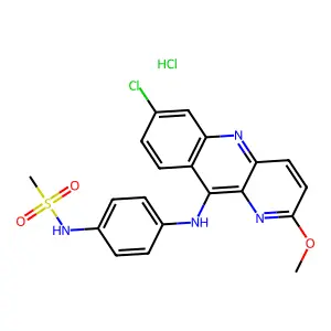 Methanesulfonamide, N-(4-((7-chloro-2-methoxybenzo(b)-1,5-naphthyridin-10-yl)amino)phenyl)-, monohydrochloride structure