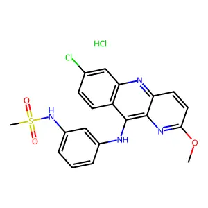 Methanesulfonamide, N-(3-((7-chloro-2-methoxybenzo(b)-1,5-naphthyridin-10-yl)amino)phenyl)-, monohydrochloride structure