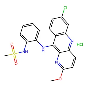 Methanesulfonamide, N-(2-((7-chloro-2-methoxybenzo(b)-1,5-naphthyridin-10-yl)amino)phenyl)-, monohydrochloride structure