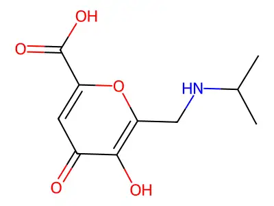 4H-Pyran-2-carboxylic acid, 5-hydroxy-6-((isopropylamino)methy)-4-oxo-, hydrate structure