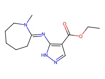 ethyl 5-[(1-methylazepan-2-ylidene)amino]-1H-pyrazole-4-carboxylate structure
