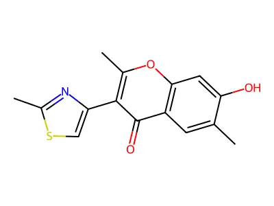 7-hydroxy-2,6-dimethyl-3-(2-methyl-1,3-thiazol-4-yl)-4H-chromen-4-one structure