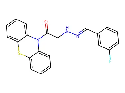 2-[2-[(3-Fluorophenyl)methylidene]hydrazinyl]-1-phenothiazin-10-ylethanone structure
