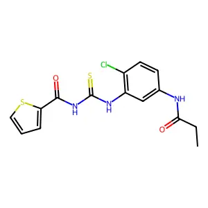 N-[[2-chloro-5-(propanoylamino)phenyl]carbamothioyl]thiophene-2-carboxamide structure
